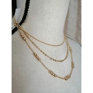 New J. Crew Factory Layered Beaded Gold Tone Necklace